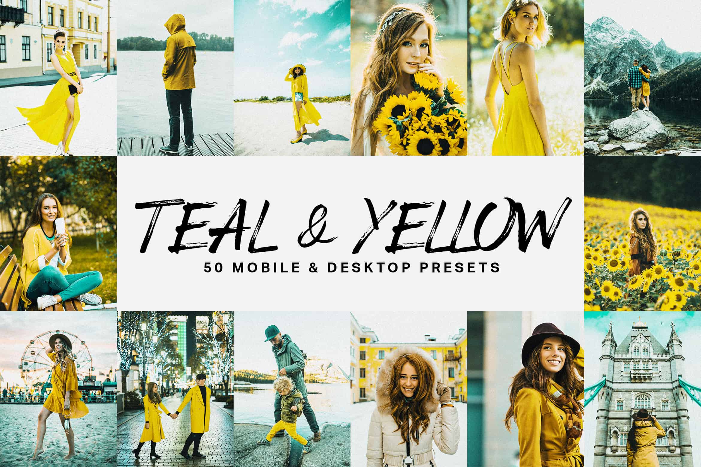 50 Teal & Yellow Lightroom Presets and LUTs SparkleStock