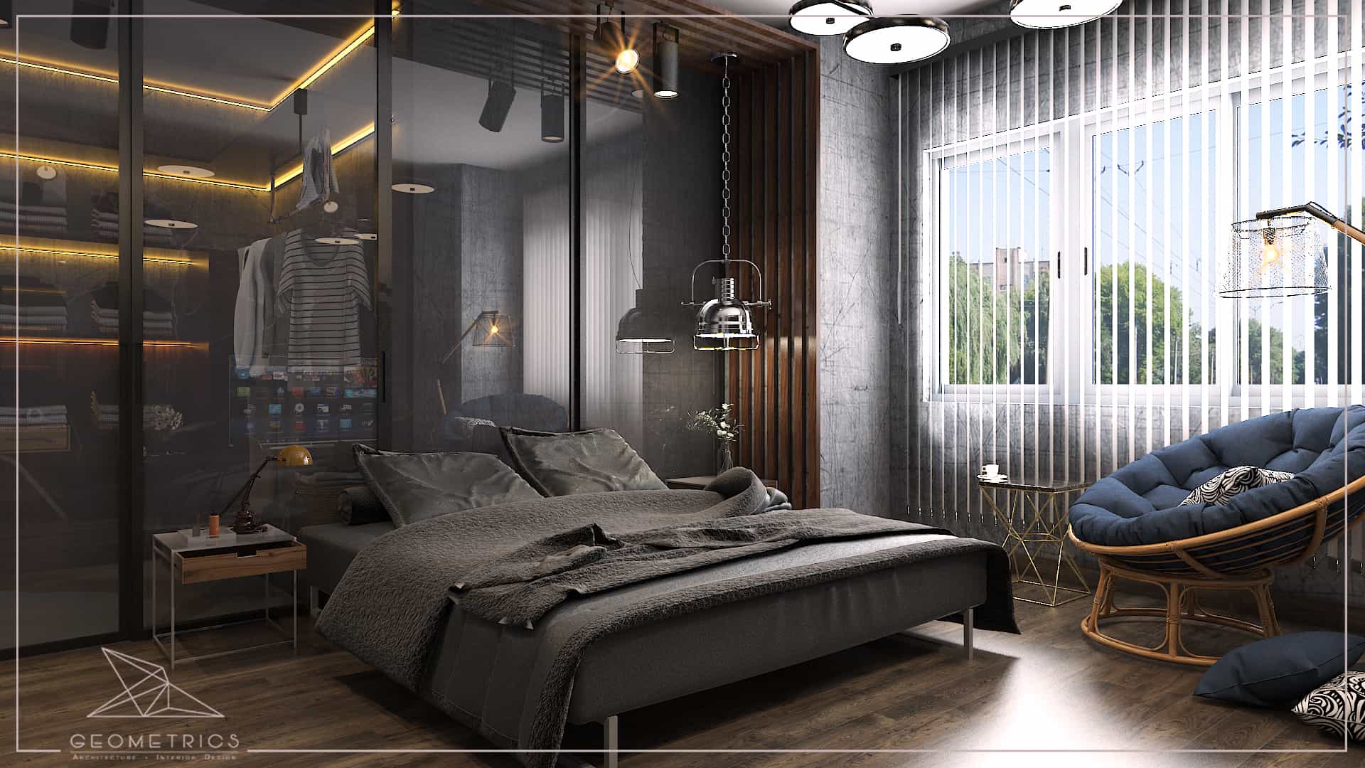 Cool Industrial Interior Design Bedroom For Small Room