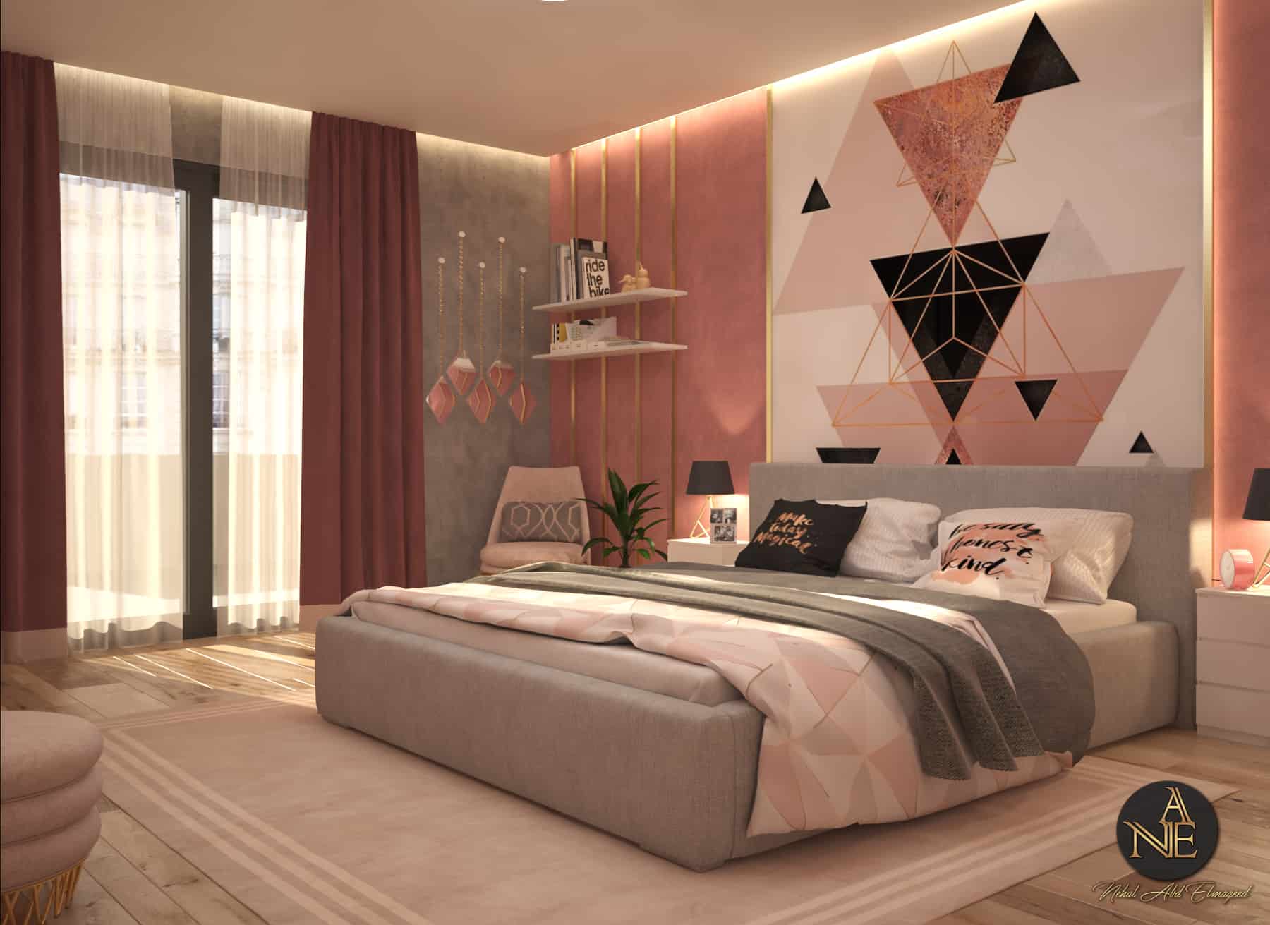 Unique Vs Pink Bedroom Ideas with Simple Decor
